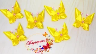 БАБОЧКИ канзаши ИЗ ЛЕНТ своими руками 🌸Kanzashi butterflies ribbon