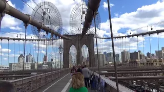 A walk over the Brooklyn Bridge, New York City, USA