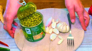 I take a JAR OF PEAS and Garlic! I'm preparing a brilliant salad! Delicious recipe made