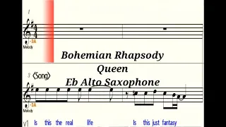 Bohemian Rhapsody - Eb Alto Saxophone - Play Along - Sheet Music - Backing Track