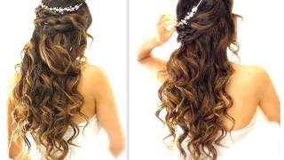 ★ EASY Wedding Half-Updo HAIRSTYLE with CURLS | Bridal Hairstyles for Long Medium Hair