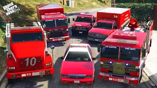 GTA 5 - Collecting Los Santos FIRE DEPARTMENT Vehicles With Franklin! | (Real Life Cars #14)