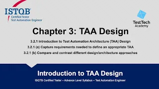 Introduction to TAA Design Session-1 Test Automation Engineer  Certification | ISTQB CT-TAE Syllabus