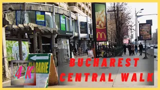 ▪4K▪Bucharest walks: City center tour from Romana Square up to University