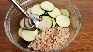 Mix 1 zucchini with 1 can of tuna for amazing result! You will be happy ! 10 minutes dinner