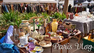 【Thrift HAUL】Fun flea market shopping in Paris / Living in France vlog