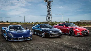 Forza Horizon 5 Drag race: Hennessey Venom F5 vs Toyota Supra (1600hp) vs Nissan GTR Nismo (1050hp)
