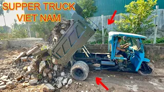 Diy truck viet nam | Công nông siêu khổng lồ chở đất sa lầy cực mạnh | Máy xúc DOOSAN MÚC ĐẤT LÊN XE