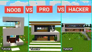 Minecraft Noob vs Pro vs Hacker modern house tutorial | noob vs pro vs Hacker house build | Gamelife