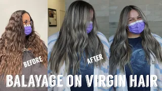 Hair Transformations with Lauryn: Ash Blonde Balayage from Dark Virgin Hair in One Session Ep. 26