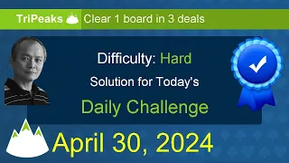Microsoft Solitaire Collection: TriPeaks - Hard - April 30, 2024