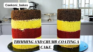 How to trim and crumb-coat a cake for fondant covering/ beginners friendly