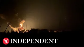 Ukrainian records fuel tanks burning after massive explosion near Kyiv