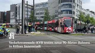Verkehrsversuch: KVB testen neue 90-Meter-Bahnen in Kölner Innenstadt