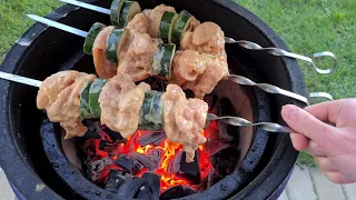 Kamado Club Junior vištienos šašlykas su cukinijom/Chicken shashlik with zucchini/ шашлык из курицы