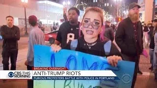 Furious anti-Trump protesters clash with police in Portland, Ore.