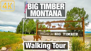 4K City Walks - Big Timber Montana - Small Rail Road Town - Virtual Walking Trails for Treadmill