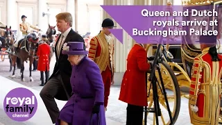 Queen and Dutch royals arrive in carriage at Buckingham Palace