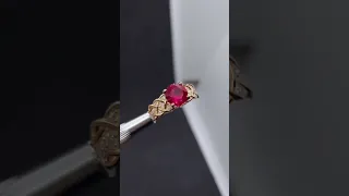 Ruby Round Center Stone Lace Engagement Ring.