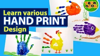 How to make various design with HAND PRINT | STEP BY STEP | Kids Drawing | TADA-DADA Art Club