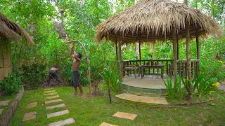 Build The Most Beautiful Bamboo Sitting Room Near Bamboo Villa