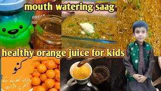 Mouth watering Sarson ka SAAG recipe|Healthy Orange juice for kids n benefits of oranges✨