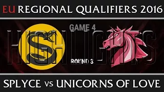 Splyce vs Unicorns of Love Highlights Game 4, EU LCS Regionals final Summer 2016, SPY vs UOL G4