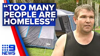 Housing crisis forcing young families with full incomes to live in tents | 9 News Australia