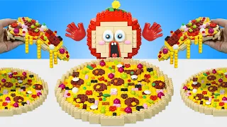 LEGO Food IRL : Eating PIZZA Challenge - Stop Motion & ASMR Video