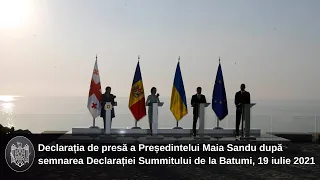 Declarația de presă a Președintelui Maia Sandu după semnarea Declarației Summitului de la Batumi