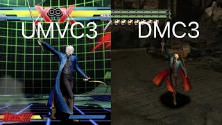 ULTIMATE MARVEL VS CAPCOM 3 vs Devil May Cry 3 Vergil Skills Comparison / UMVC3とDMC3のバージルの技モーション比較