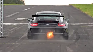 1000HP 9FF Porsche 911 997 GT3 MkII - Drag Racing, Flames, Accelerations!