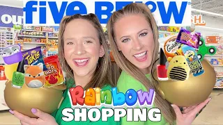 SHOPPING FOR EVERY COLOR OF THE RAINBOW AT FIVE BELOW CHALLENGE 🌈🤑