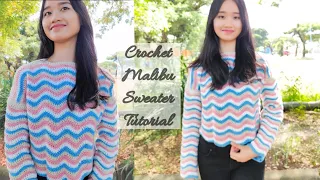 Tutorial Merajut Malibu Sweater | Crochet Malibu Sweater Tutorial 💖 | By Stevelin