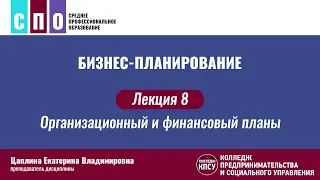 Лекция 8. Организационный и финансовый планы