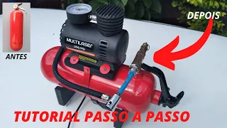 MINI COMPRESSOR CASEIRO PORTÁTIL 12 VOLTS, IDEAL PARA AERÓGRAFO E MINI PISTOLA DE PINTURA, TUTORIAL