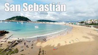 4K Walk La Concha Beach Donostia SAN SEBASTIAN, Basque Country, SPAIN Walking Tour with captions