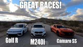 Tuned MK8 Golf R DSG vs 2019 Camaro SS vs 2023 BMW M240i RWD!
