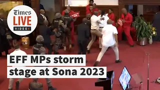 EFF MPs storm stage, face off with police and are pushed out of Sona 2023