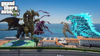 Godzilla Earth, Skeleton Godzilla vs Kaiser King Ghidorah, Carnage Godzilla ( GTA V Mods )