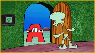 Squidward kicks Letter A from Alphabet Lore out of the house