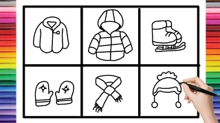 How to Draw Clothes| Winter Clothes| Easy Drawing for kids | Drawing and Coloring