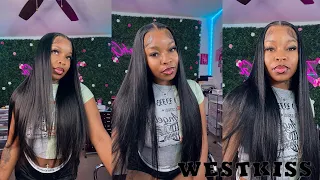 STEP BY STEP STRAIGHT 13x6 HD BUSS DOWN MIDDLE PART FRONTAL WIG TUTORIAL Ft. WESTKISS HAIR