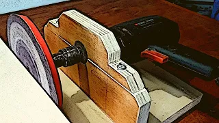 Simplest Diy Drill Powered Disc Sander // woodworking diy tools