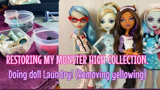 RESTORING MY MONSTER HIGH COLLECTION : Doing doll Laundry (removing yellowing)