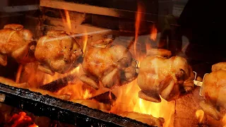 도심 속에서 즐기는 참나무 숯불통닭 !  / Korean street food , Oak Tree Charcoal Grilled Chicken/ 참나무숯불통닭