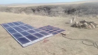 220W Powerfilm vs 220W Off Grid Trek Solar Blanket in Sunny Conditions