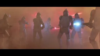 The Battle of Geonosis but it has the Klendathu drop theme poorly edited over it.