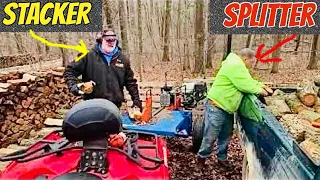 Splitting/stacking cherry/silver maple & splitting sassafras into my truck bed