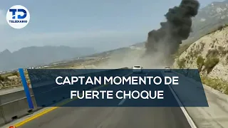 Captan momento de choque que generó explosión en carretera